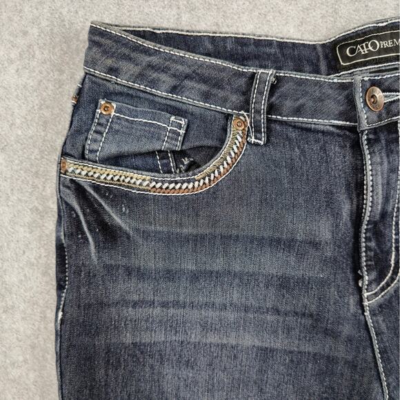 Cato Premium Jeans Size 12 Classic Dark Bootcut Embellished Pockets 31" Waist - Picture 8 of 16